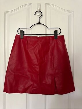 Maeve Red Faux Leather Mini Skirt